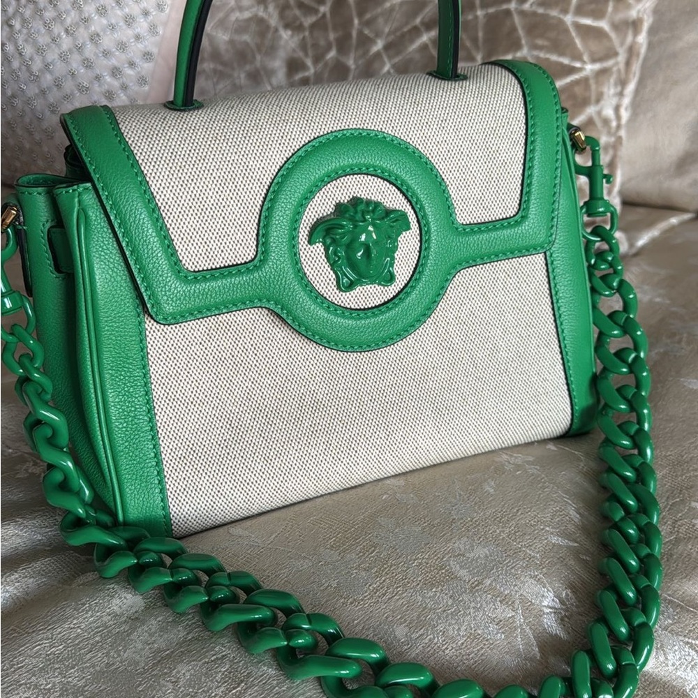 Versace Green and Cream Women's Bag